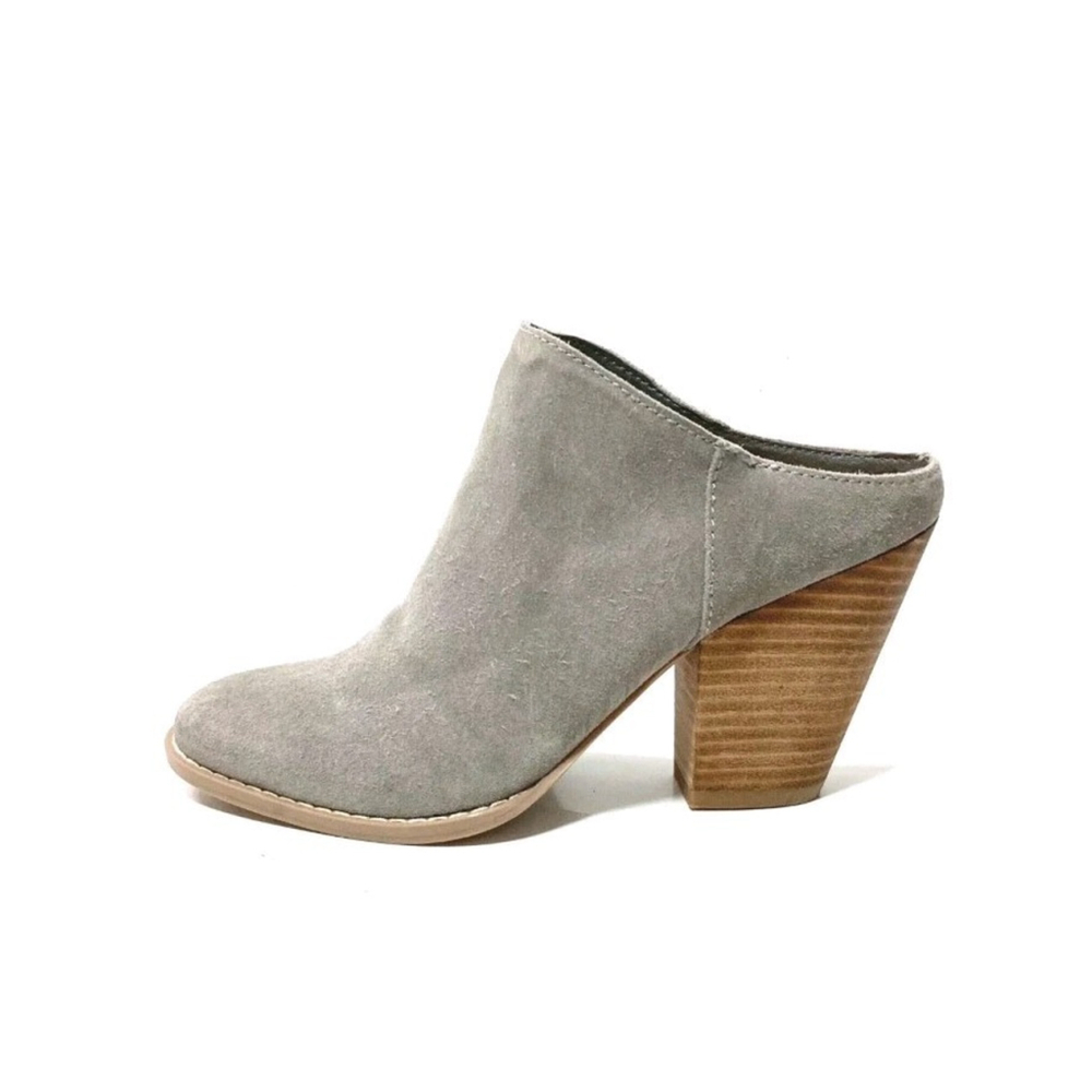 DOLCE VITA GRAY SUEDE SLIP ON MULE HEELS, WOMEN'S SIZE 6.5